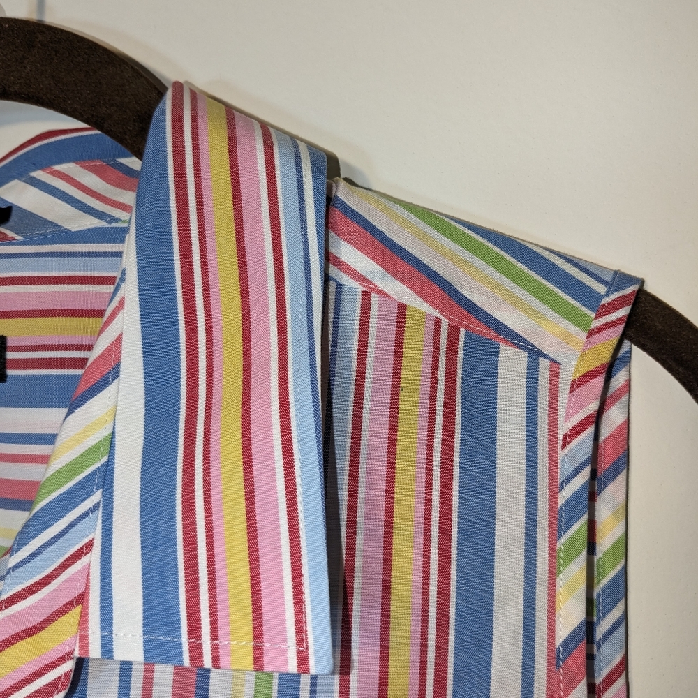 Talbots Womens 14W Multicolor Striped Button Down Shirt Top Blouse Sleeveless - Picture 6 of 11